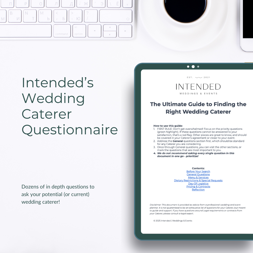 Intended's Wedding Caterer Questionnaire