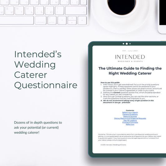 Intended's Wedding Caterer Questionnaire