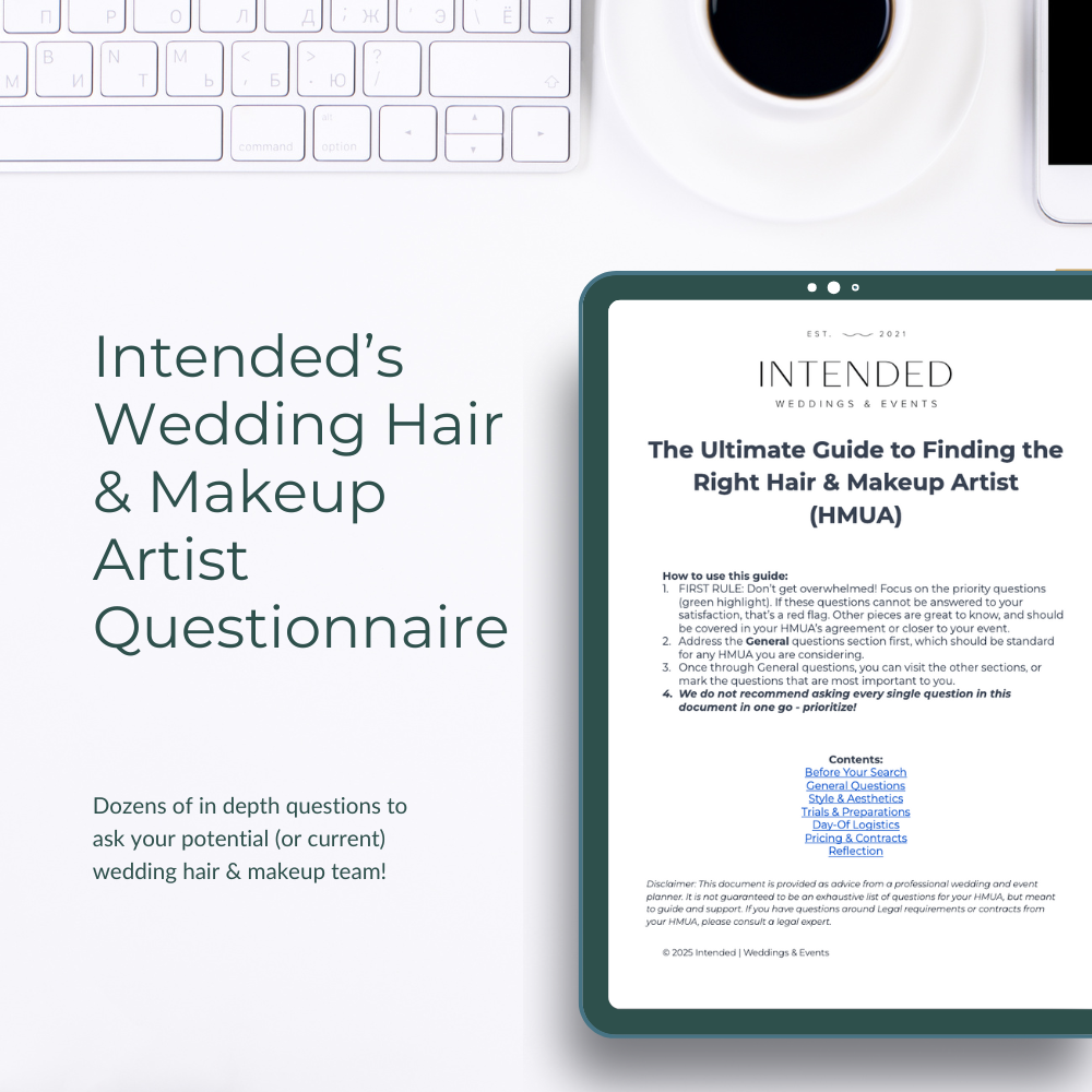 Intended's Wedding Hair & Makeup Questionnaire