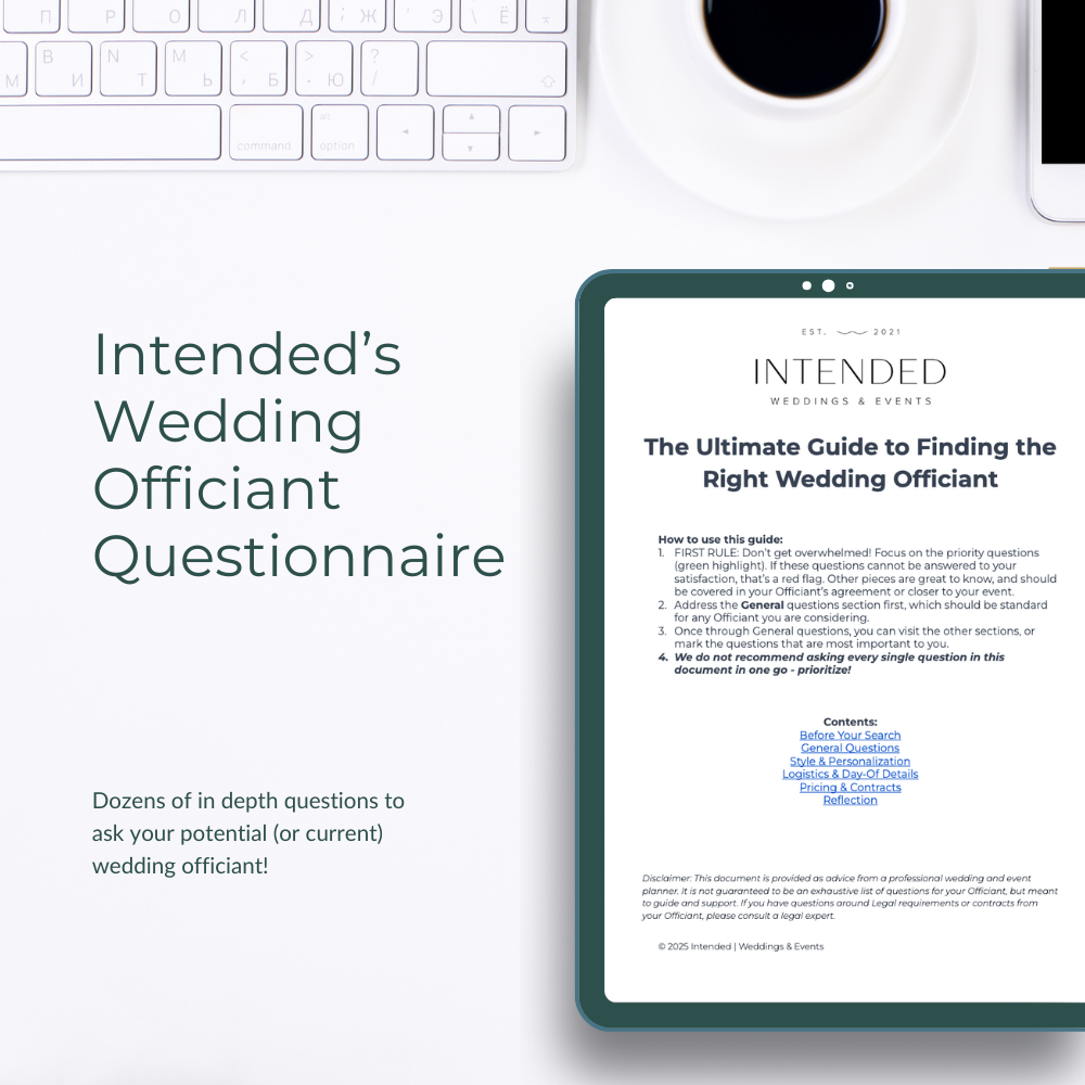 Intended's Wedding Officiant Questionnaire